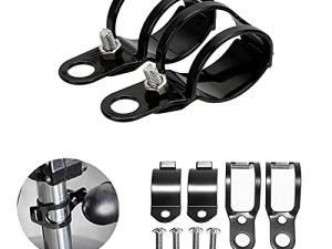ANKIA 1 Pair Universal Metal Motorcycle Turn Signal Indicator Light Bulb Lamp Mounting Brackets Clamp Holder Support for 30-45mm Front Fork Accessories (Turn Signal Brackets-Black)