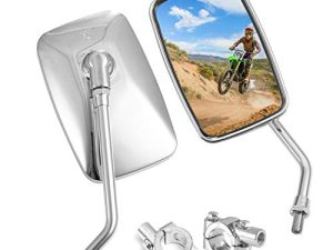 XYZCTEM Universal 10mm 360°Rotation chrome rectangle motorcycle Mirrors for Harley