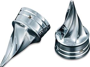 Kuryakyn 1219 Motorcycle Accent Accessory: Front End Twisted Axle Caps for 2002-19 Harley-Davidson Motorcycles