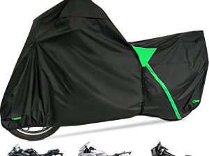 XYZCTEM 18-Layers Premium Motorcycle Cover Waterproof All Weather Weatherproof UV Sun Protection Snow Dust Storm High Heat Resistant Durable Lock-Holes & Side Zip & Storage Bag Fits up to 116" Motors