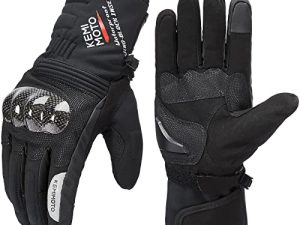 Motorcycle Winter Gloves Men Women Waterproof Cold Weather Warm Carbon Fiber Gauntlet Glove Spring Motorcycle Gloves Touch Screen Riding Windproof Enduro ATV UTV Scooter Snowmobile Cycling Black L