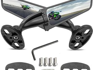 2022 Latest Motorcycle Wing Mirrors Compatible with Ninja 400 Mirrors w/ Adjustable Low Profile & Convex Design