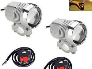 GOODKSSOP 2pcs Super Bright U2 30W LED Spotlight Headlight Work Light Driving Fog Spot Lamp Universal for All Motorcycle ATV Truck With 2pcs ON/OFF Button Switch