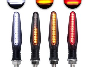 LivTee Super Bright 4PCS Motorcycle Indicators Flowing Turn Signal Brake Lights & Daytime Running Lights 12V for Motorbike Scooter Quad Cruiser Off Road