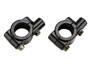 kemimoto 10MM 7/8" Universal Motorcycle Black Aluminum Handlebar Mirror Mount Clamps