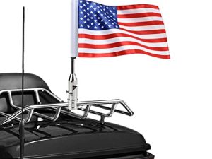 Motorcycle Flag Pole Fold Down 90° and American Premium Double Sided USA Flag Flagpole Holder Bracket Fit for 1/2'' Round Tubular Luggage Racks For Harley Touring Spring Honda Goldwing etc.