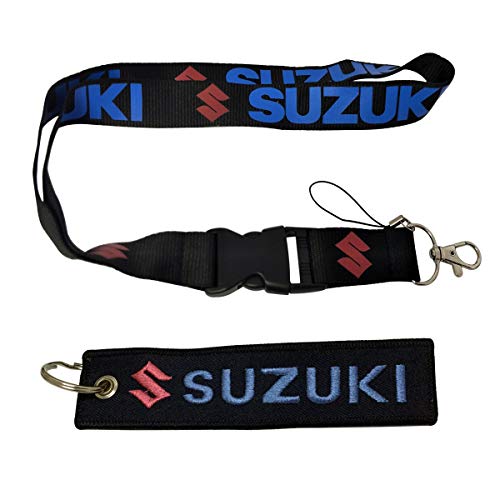 Ewein 1pc Blue Lanyard + 1pc Tag Embroidered Keychain D Shape Carabiner Clip Motorcycle Superbike Scooter Car ATV UTV House Keys Chain Office ID Biker Accessories Works with (Suzuki) Ewein 1pc Blue Lanyard + 1pc Tag Embroidered Keychain D Shape Carabiner Clip Motorcycle Superbike Scooter Car ATV UTV House Keys Chain Office ID Biker Accessories Works with (Suzuki)