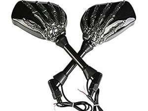 OKSTNO LED Skull Skeleton Hand Claw Side Mirrors Rearview Mirrors With Turn Signals For Motorcycle with 8mm 10mm Thread Bolts