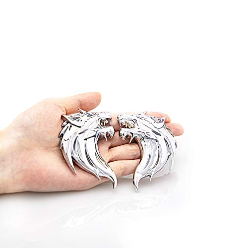 CARRUN 2pcs 3D Wolf Head Metal Emblem Car Motorcycles Side Fender Rear Styling Emblem Badge Decal (Silver) CARRUN 2pcs 3D Wolf Head Metal Emblem Car Motorcycles Side Fender Rear Styling Emblem Badge Decal (Silver)