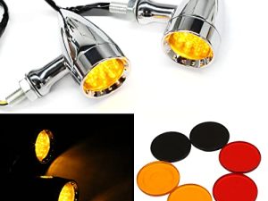 Amber CNC Motorcycle Bullet LED Turn Signal Lights Blinker Indicator Front Rear Tail Light for Harley Honda Yamaha Suzuki
