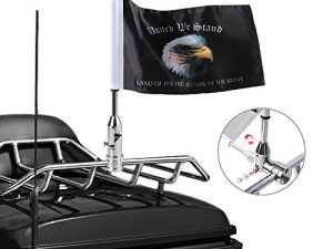 Gdcreestar Motorcycle Foldable 90° Fag Flagpole Fit for 1/2'' Round Luggage Rack Harley Touring Spring Honda Goldwing etc. Fold Down Flag Pole Holder Bracket with United We Stand Fag