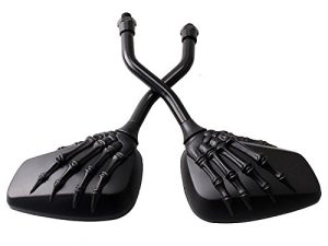 Pairs of Distinctive Skull Skeleton Hand 8mm 10mm Rearview Side Mirror for Motorcycle Scooter Moped Bike Standard Bike (Black)