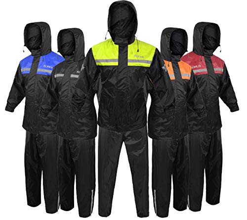 ALPHA CYCLE GEAR Rain Suit for Men & Women Jackets Pant Gear Reflective Rainsuit Waterproof (GREEN ALPHA CYCLE GEAR Rain Suit for Men & Women Jackets Pant Gear Reflective Rainsuit Waterproof (GREEN