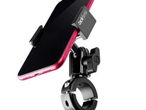 Tackform Metal Motorcycle Mount for Phone [Enduro Series] - NO Slings Needed. Rock Solid Holder Compatible with Regular and Plus Sized iPhone and Samsung Devices. Industrial Spring Grip