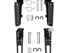 Motorcycle Front Rear Foot Pegs Footrests Fits for Honda CBR1000RR 2004-2012,Honda CBR600RR 2003-2006,Honda CB1000R 2008-2012 (Front +Rear-Balck)
