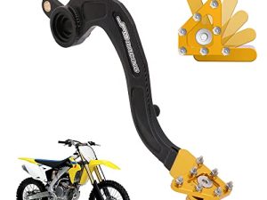 Motorcycle Folding Rear Brake Pedal Foot Lever CNC Aluminum For RMZ250 2007-2018 RMZ450 2005-2007 Dirt Bike Yellow