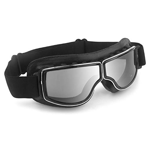 GGBuy Motorcycle Goggles Vintage Anti Fog Pilot PU Leather Glasses Dustproof ATV Off Road Motorbike Helmet Eyewear Protect for Ridding Motorcross Classes Aviator Goggles (Black&Gray Lens) GGBuy Motorcycle Goggles Vintage Anti Fog Pilot PU Leather Glasses Dustproof ATV Off Road Motorbike Helmet Eyewear Protect for Ridding Motorcross Classes Aviator Goggles (Black&Gray Lens)