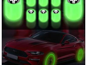 8PCS Glow in The Dark Skull Tire Valve Stem Caps