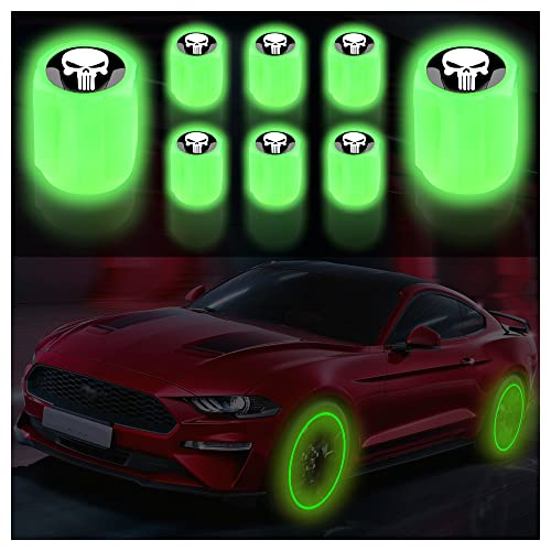 8PCS Glow in The Dark Skull Tire Valve Stem Caps 8PCS Glow in The Dark Skull Tire Valve Stem Caps