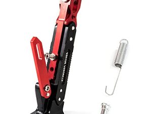 Universal Motorcycle Kickstand Accessories Adjustable Tripod Holder Side Parking Foot Support CNC Aluminum Foot Stand for Scooter Modified Motorbike Dit Pit Bike (Red)