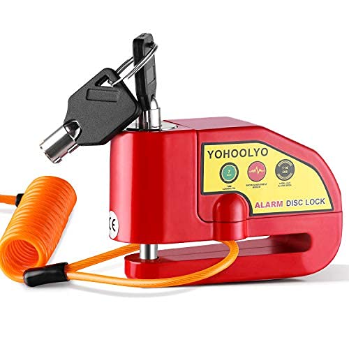YOHOOLYO Alarm Disc Lock Motorcycle Disc Brake Lock Anti-Theft Waterproof 110 dB 7mm Pin 5ft Reminder Cable for Motorcycles Bike Scooter Carry Pouch YOHOOLYO Alarm Disc Lock Motorcycle Disc Brake Lock Anti-Theft Waterproof 110 dB 7mm Pin 5ft Reminder Cable for Motorcycles Bike Scooter Carry Pouch