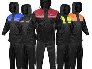 ALPHA CYCLE GEAR Rain Suit for Men & Women Jackets Pant Gear Reflective Rainsuit Waterproof (RED