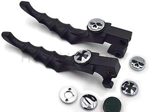 XKH- Motorcycle Parts Brake Clutch Hand Lever Compatible with Sportster 1200 883 883R Forty Eight Seventy Two Black Levers with Black Zumbie Cross Groove Covers [B00Y44ICNK]