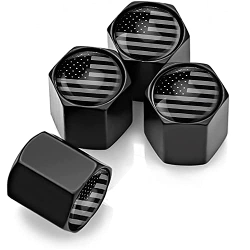 Black and White American USA Flag Tire Valve Caps (4-Pack) Universal Stem Covers for Cars Black and White American USA Flag Tire Valve Caps (4-Pack) Universal Stem Covers for Cars