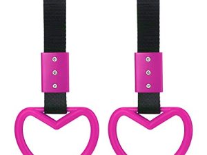 2 Pieces Rings Heart shaped Car Handle Straps Drift Charm Rear Bumper Warning Ring Decor Subway Bus Broken Heart Handle for Car Interior(Rose Red)