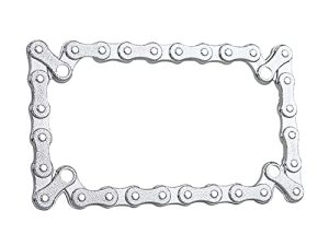 TC Sportline LPF245-C 3D Bike Chain Style Zinc Metal Chrome Finished Motorcycle License Plate Frame