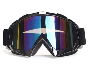 Motorcycle Goggles Dirt Bike Goggles Motocross Goggles Windproof ATV Goggles Dustproof Dirtbike Goggle Offroad Goggles Anti-Scratch Dirtbike Goggles PU Resin Skiing Goggles (Black frame+Color lens)