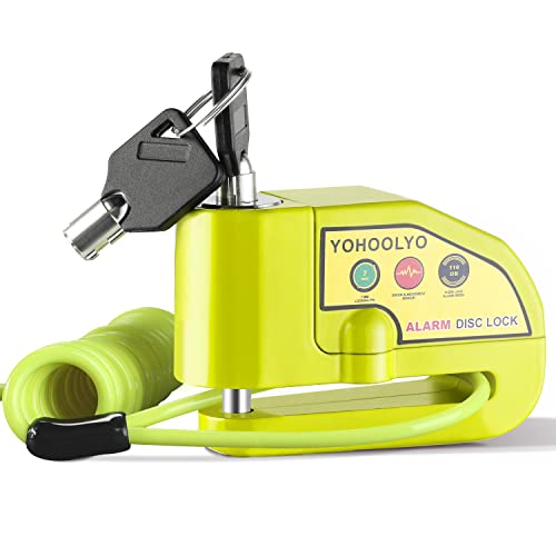 YOHOOLYO Alarm Disc Lock Motorcycle Disc Brake Lock Anti-Theft Waterproof 110 dB 7mm Pin 5ft Reminder Cable for Motorcycles Bike Scooter Carry Pouch YOHOOLYO Alarm Disc Lock Motorcycle Disc Brake Lock Anti-Theft Waterproof 110 dB 7mm Pin 5ft Reminder Cable for Motorcycles Bike Scooter Carry Pouch