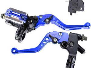 MRELC Universal Motorcycle 7/8" 22mm Handlebar Brake Master Cylinder Clutch Lever CNC Left & Right Set Compatible with Harley Honda Kawasaki Suzuki Yamaha( Piston Diameter 12.7mm (Blue)