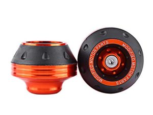 CNC Front Fork Frame Sliders Wheel Crash Protector Aluminum Fork Wheel Frame Sliders Crash Pads Motorbike Falling Protection Scooter Moped(Orange)