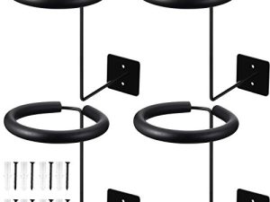 4 Pieces Wall-mounted Motorcycle Accessories Black Helmet Holders Metal Helmet Hangers Multifunctional Helmet Racks with 4 Pieces Sponge Tubes and 8 Pieces Expansion Screws for Basketball Hat Cap