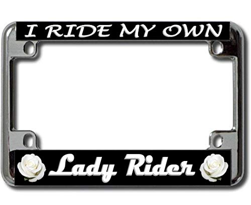 Lady Rider White Rose Chrome Motorcycle License Plate Frame Lady Rider White Rose Chrome Motorcycle License Plate Frame