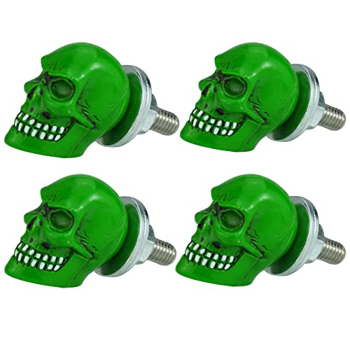 Abfer Skull License Plate Fasteners Car License Plate Frame Bolts 4Pcs Anti Theft Screws Bolt Kit Fit for Most Vehicle Trucks Motorcycles (Green) Abfer Skull License Plate Fasteners Car License Plate Frame Bolts 4Pcs Anti Theft Screws Bolt Kit Fit for Most Vehicle Trucks Motorcycles (Green)