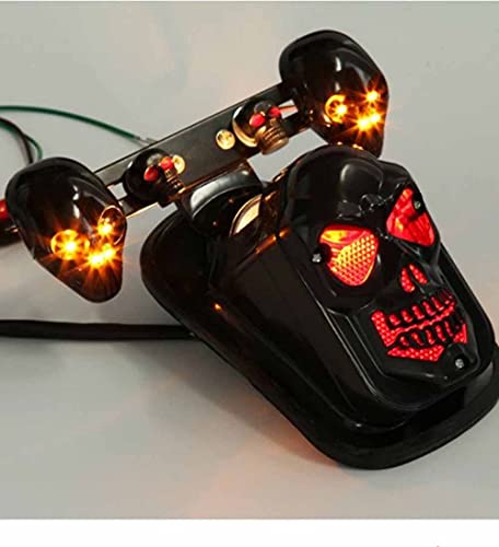 TEBOCR Motorcycle Skull Tail Light Integrated Turn Signal Skull Shape Black Casing Amber LED Brake Taillight Led Lights Fit for Har-ley TEBOCR Motorcycle Skull Tail Light Integrated Turn Signal Skull Shape Black Casing Amber LED Brake Taillight Led Lights Fit for Har-ley
