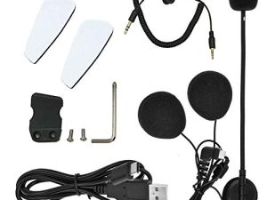 HuanGou BT-S2 Motorcycle Bluetooth Headset Intercom Type-C Interface Boom Microphone Earphone Audio Cable Charger Cable Mounting Clip Velcro Kits Accessories