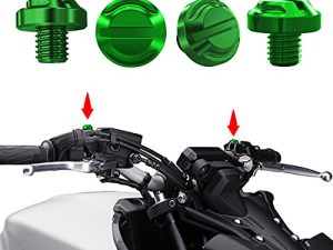 AVERZELLA 4pcs Motorcycle Green Mirror Hole Plugs 2 Regular+2 Reverse M8x1.25 (Green