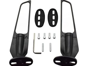 RCRBT 2Pcs Widen Modified Motorcycle Wing Adjustable Rotating Side Rearview Mirrors Compatible with 2014-2022 Kawasaki Ninja 250 300 H2 H4 400 650 ZX10R ZX6R ZX 636