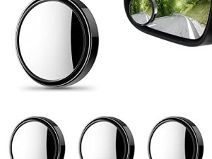 OBTANIM 4 Pack Blind Spot Car Mirror 2 Inch Angle Adjustable HD Glass Round Car Side Rear View Convex Mirror Accessories with Frame for Car SUV Trucks Motorcycles