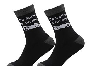 MBMSO Motorcycle Socks 2 Pairs I'd Rather be on My Motorbike Socks Funny Motorcycle Gifts for Motorcycle Riders Biker