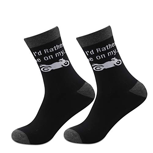 MBMSO Motorcycle Socks 2 Pairs I'd Rather be on My Motorbike Socks Funny Motorcycle Gifts for Motorcycle Riders Biker MBMSO Motorcycle Socks 2 Pairs I'd Rather be on My Motorbike Socks Funny Motorcycle Gifts for Motorcycle Riders Biker
