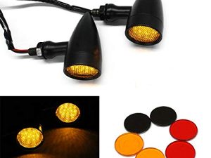MISS MOLY Black Motorcycle LED Turn Signals Amber Light Brake Running Tail Lights Bullet