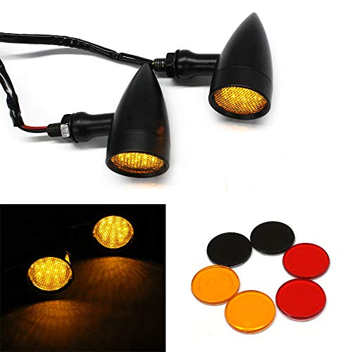 MISS MOLY Black Motorcycle LED Turn Signals Amber Light Brake Running Tail Lights Bullet MISS MOLY Black Motorcycle LED Turn Signals Amber Light Brake Running Tail Lights Bullet
