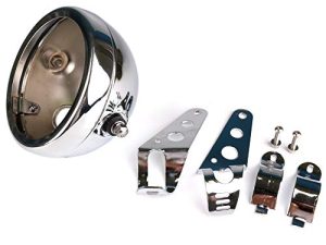 HOZAN 5.75 inch Motorcycle Headlight Housing Chrome Bucket 5-3/4 LED Headlight Mount Bracket for Suzuki for Kawasaki for Vulcan for Cruiser Bike for Cafe racer Accessories