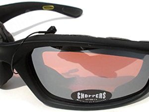Night Driving Riding Padded Motorcycle Glasses 011 Black Frame with Yellow Lenses