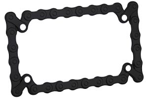 TC Sportline LPF245-BK 3D Bike Chain Style Zinc Metal Matte Black Finished Motorcycle License Plate Frame