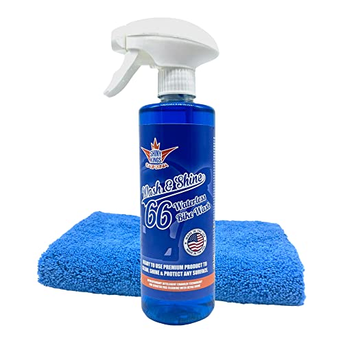 Shinykings Wash&Shine 66 Motorcycle Cleaner | Made in USA | WATERLESS Motorcycle Wash with Ultra Shine Effect | Powerful Detailing Spray for All Surfaces | Motorcycle Cleaning Kit | 16 fl.oz Shinykings Wash&Shine 66 Motorcycle Cleaner | Made in USA | WATERLESS Motorcycle Wash with Ultra Shine Effect | Powerful Detailing Spray for All Surfaces | Motorcycle Cleaning Kit | 16 fl.oz